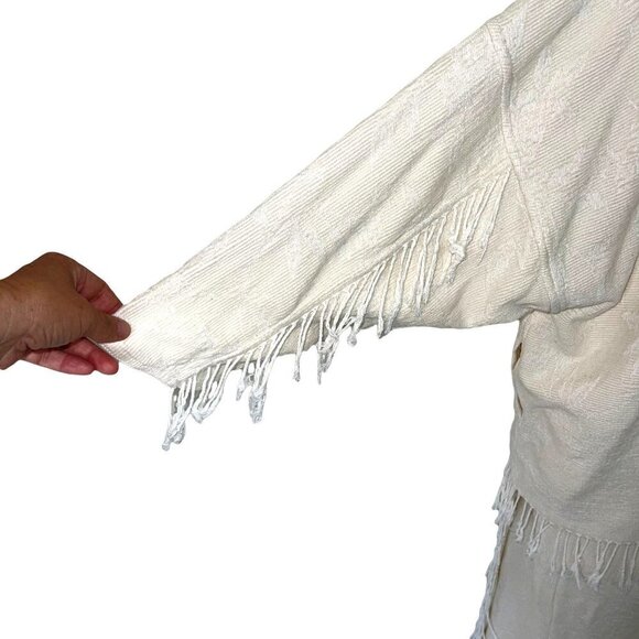W Fringe Jacket Skirt Set Womens Viscose Cotton Pockets Open Front Wrap Style - Picture 5 of 12